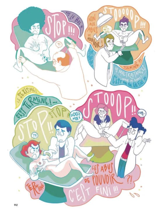 Extrait du roman graphique de Rachel Lev sur les violences obstétricales : Mon vagin, mon gynéco et moi